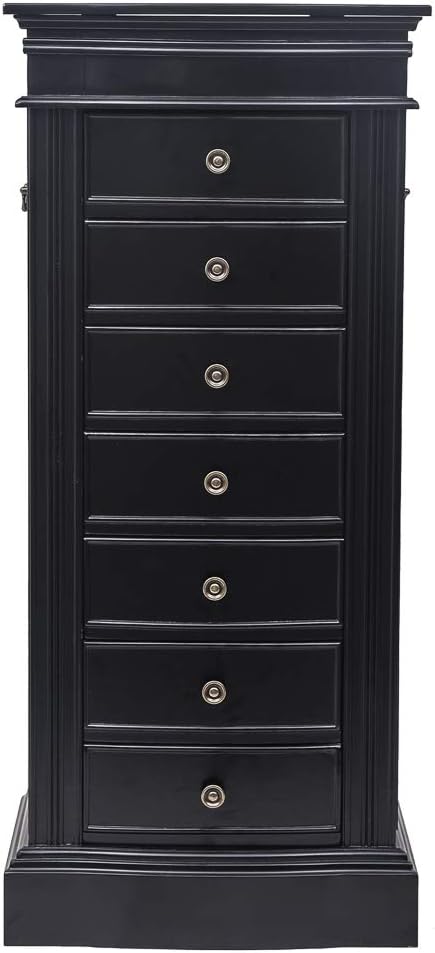 Vasitelan Large Standing Jewelry Armoire Cabinet Chest with with 7 Drawers,Jewelry Box Storage Organizer with Top Flip Mirror
