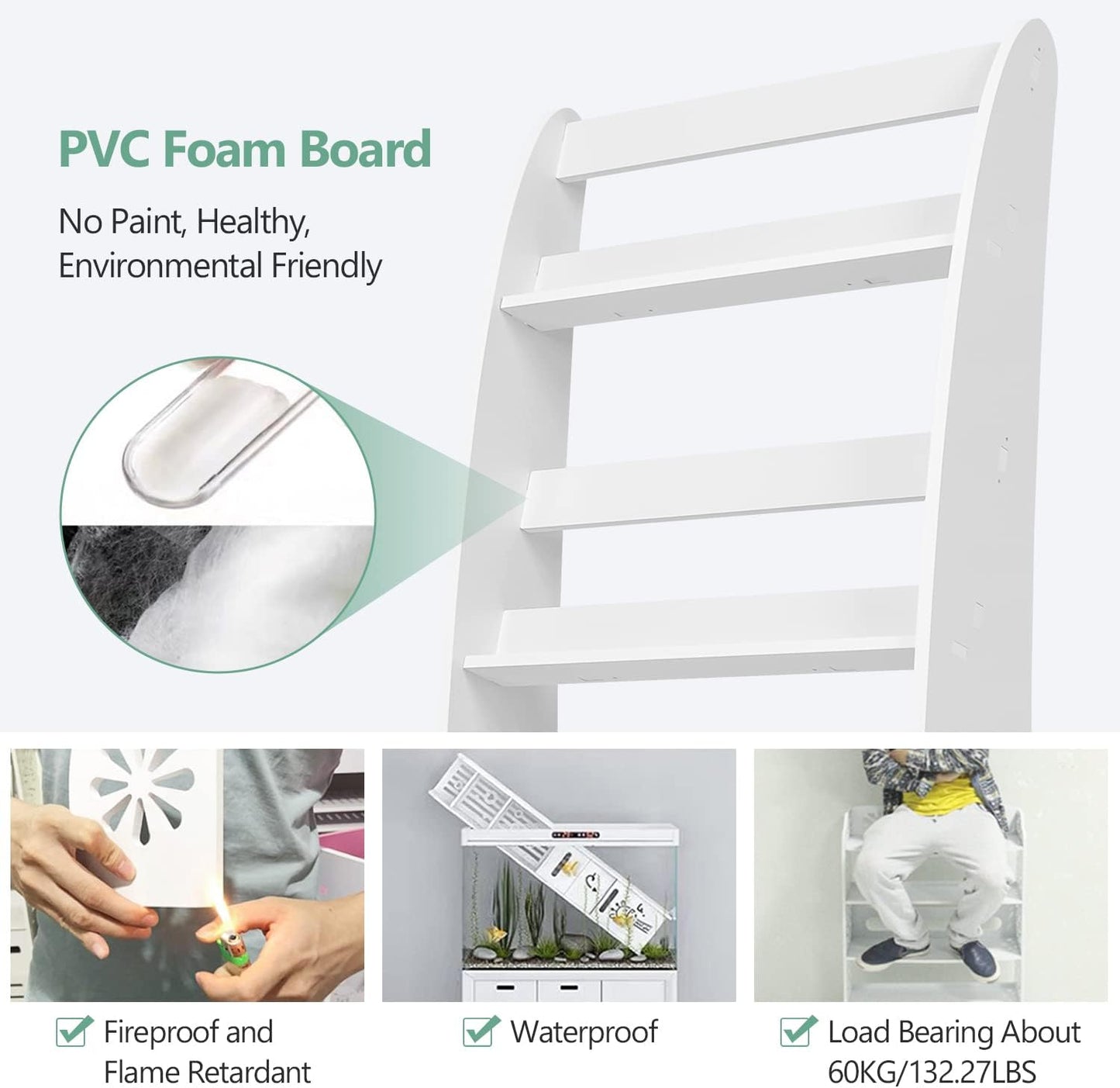 Magazine Display Rack,4 Tiered Book Floor Stand, Floor-Standing Flyer Holder Brochure Display Stand Floor, Catalog Literature Display Rack Leaflet Coupon Stand for Home, Office,Trade, Shopping Malls White