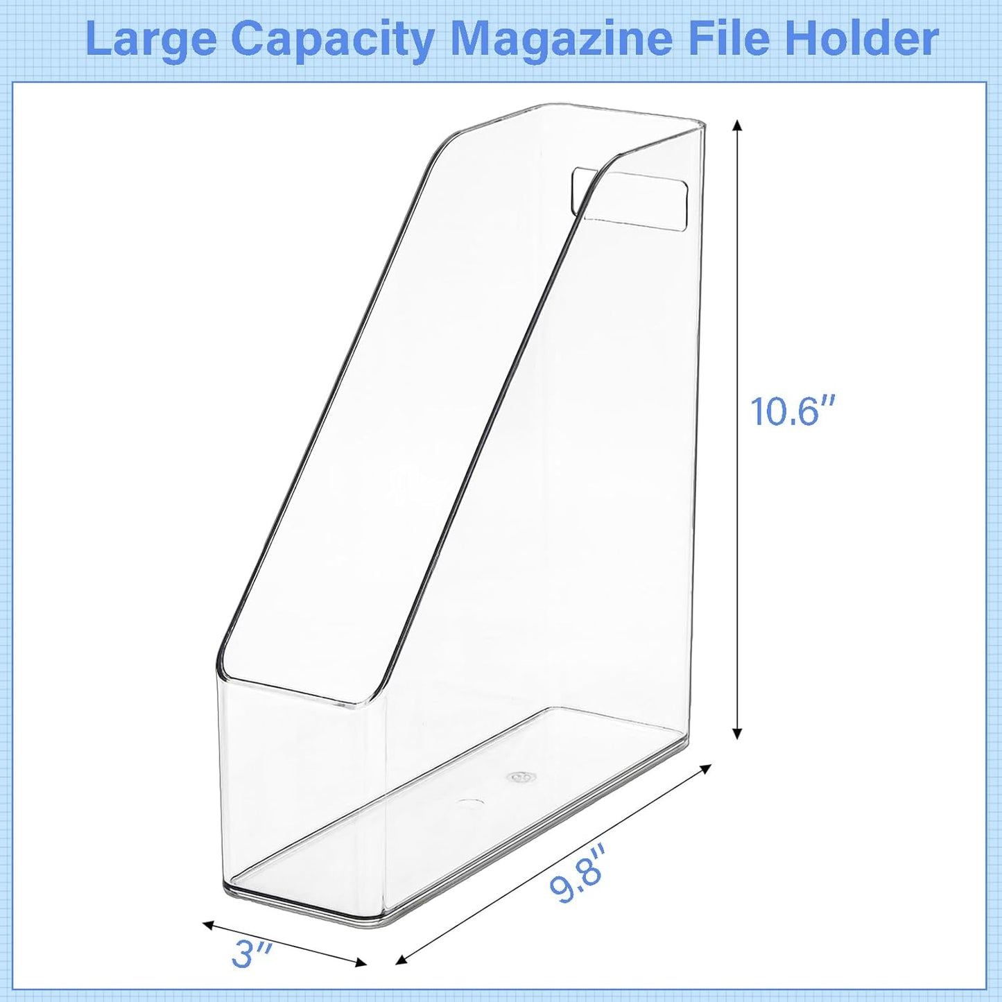 6 Pack Clear Magazine Holder, File Magazine Rack with Handle, Vertical Folder Document Storage, Magazine File Organizer for Desk, Office, Home, School