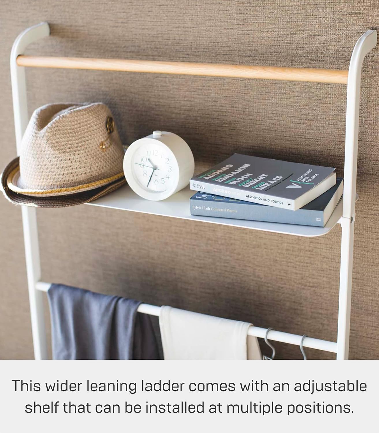 YAMAZAKI home Tower Leaning Ladder With Shelf White
