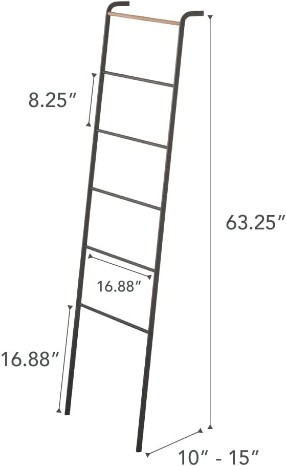 Yamazaki Home Leaning Ladder Rack, Space Saving Steel One Size Black