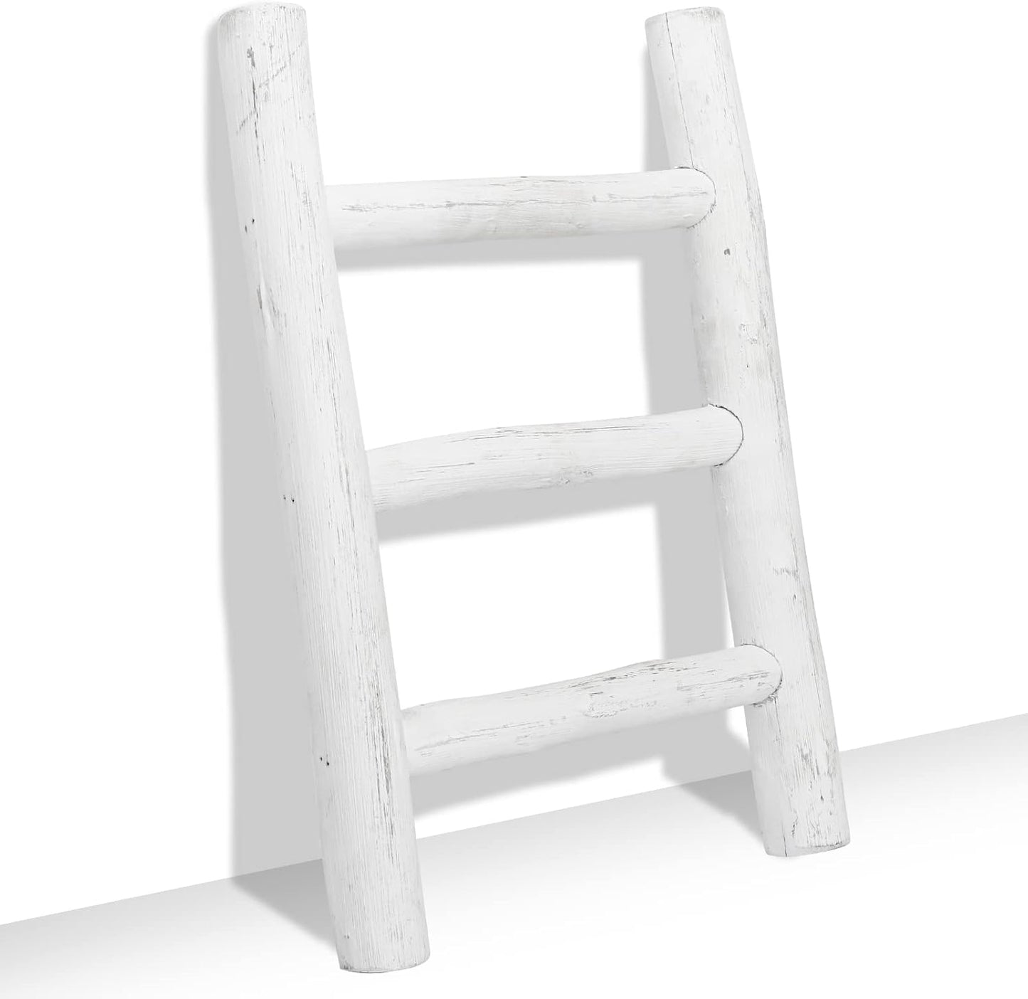 FUIN Fully Assembled 57in Wood Blanket Ladder Living Room Decorative Wall Leaning Farmhouse Quilt Display Holder Rustic Wooden Towel Rack for Bathroom, Brown