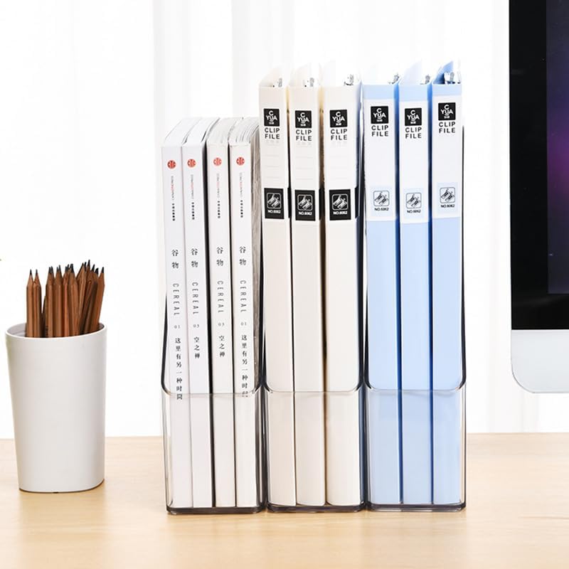 6 Pack Clear Magazine Holder, File Magazine Rack with Handle, Vertical Folder Document Storage, Magazine File Organizer for Desk, Office, Home, School
