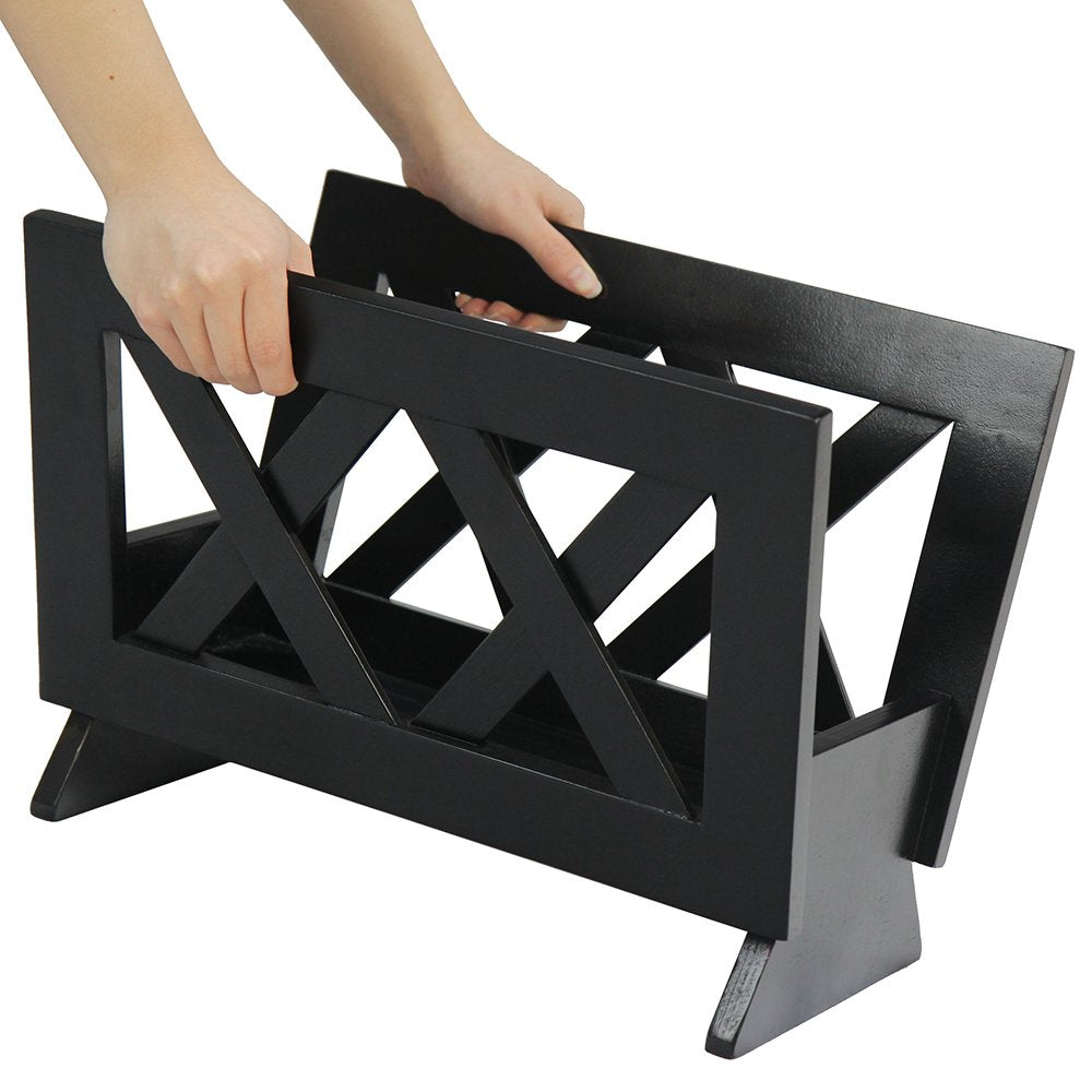 Oceanstar Contemporary Wood Magazine Rack, Black