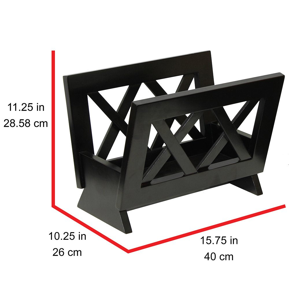 Oceanstar Contemporary Wood Magazine Rack, Black