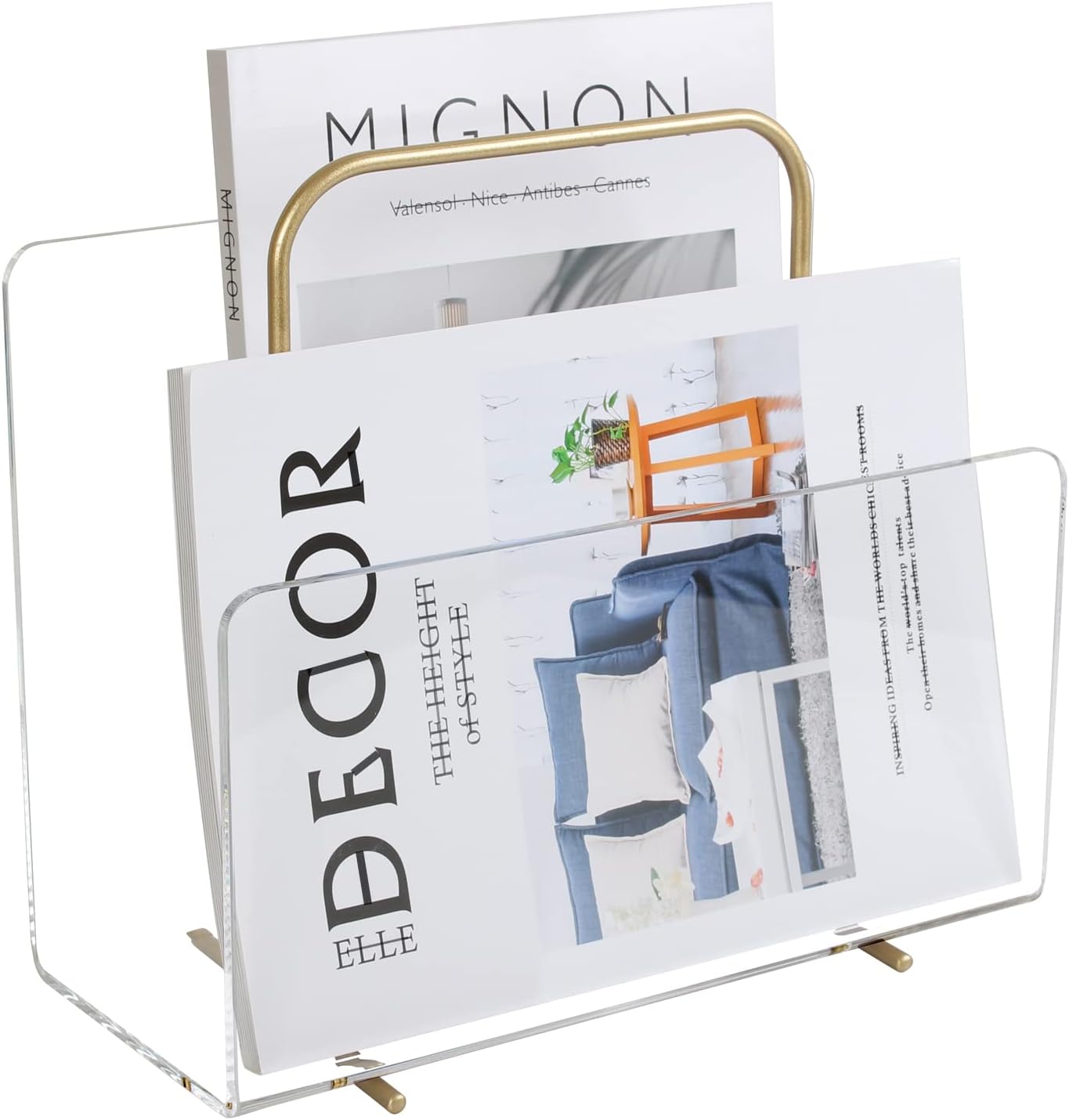 Acrylic Magazine Holder, Crystal Clear Acrylic Magazine Book Rack, Desktop File Organizer for Office Organization, Storage,Home Office Decoration,Reception