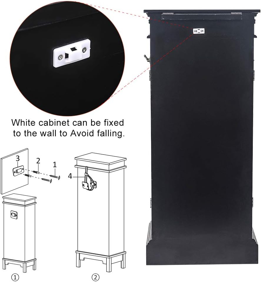 Vasitelan Large Standing Jewelry Armoire Cabinet Chest with with 7 Drawers,Jewelry Box Storage Organizer with Top Flip Mirror
