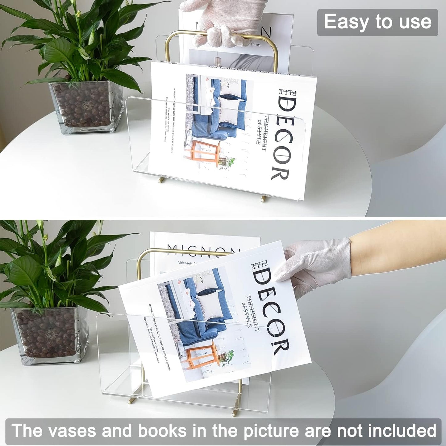 Acrylic Magazine Holder, Crystal Clear Acrylic Magazine Book Rack, Desktop File Organizer for Office Organization, Storage,Home Office Decoration,Reception