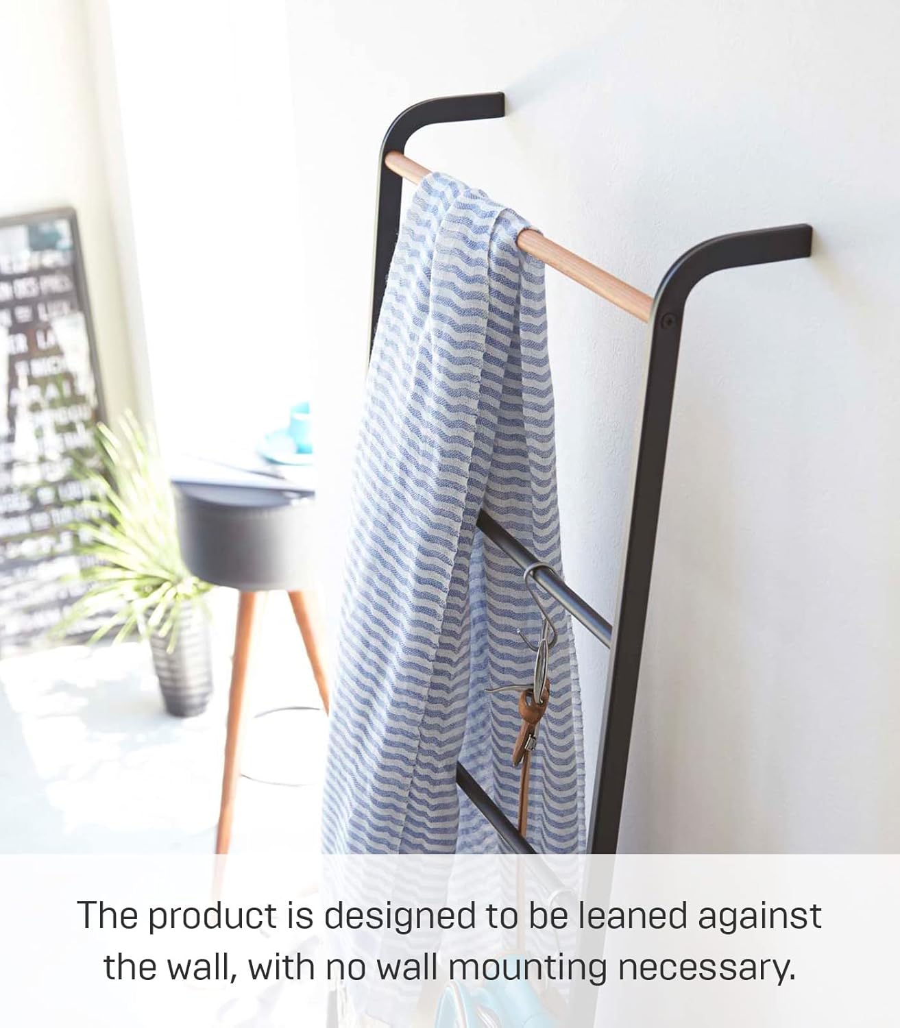 Yamazaki Home Leaning Ladder Rack, Space Saving Steel One Size Black