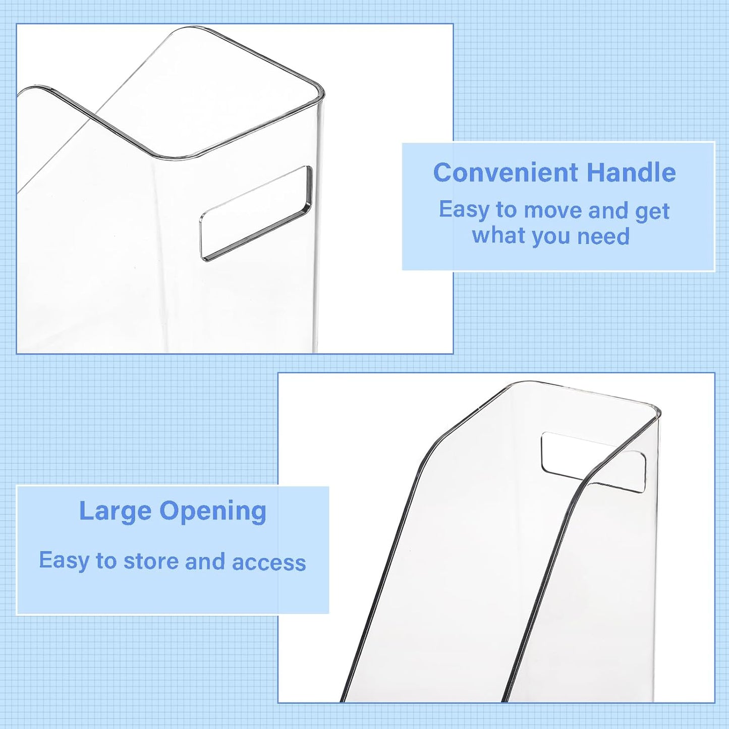 6 Pack Clear Magazine Holder, File Magazine Rack with Handle, Vertical Folder Document Storage, Magazine File Organizer for Desk, Office, Home, School