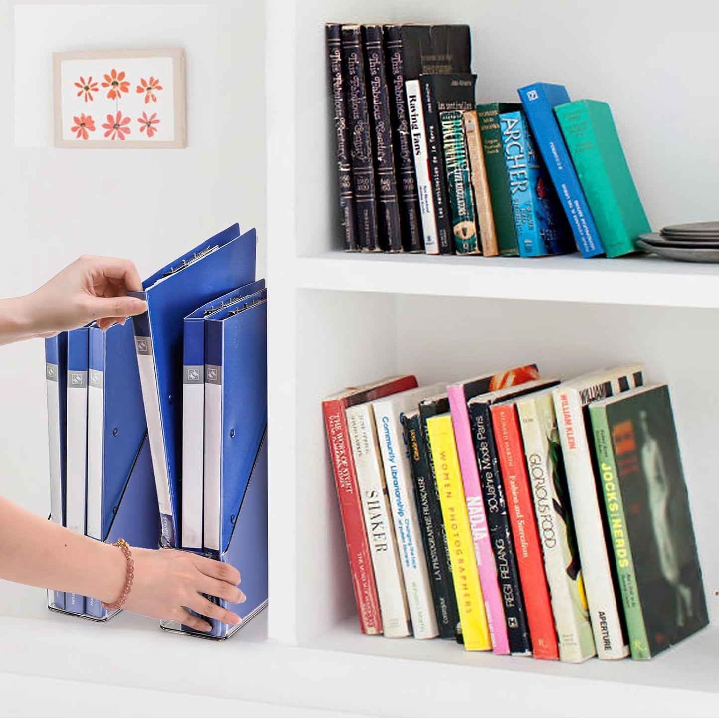 6 Pack Clear Magazine Holder, File Magazine Rack with Handle, Vertical Folder Document Storage, Magazine File Organizer for Desk, Office, Home, School