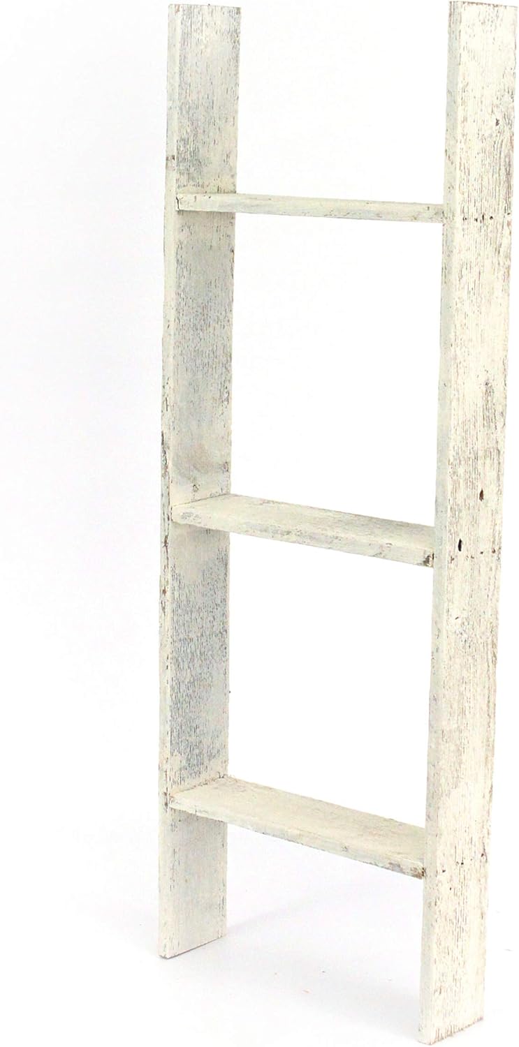 BARNWOODUSA Throw Blanket Ladder – Fully Assembled Reclaimed Wood – Rustic Decorative Ladder for Towels, Quilts– Perfect Farmhouse Decor for Bathroom, Porch, or Living Room,5' x 18" Weathered Gray